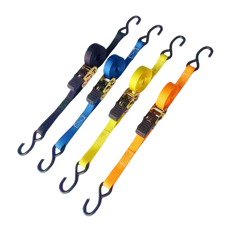 1'' X 15' Pemegang Ibu Jari Berbilang Warna Tali Ratchet Dengan Cangkuk S Bersalut Vinil