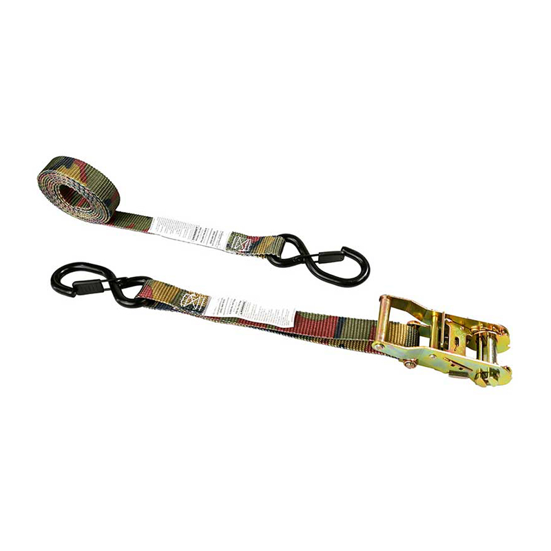 Tali Ratchet Pemegang Besi Penyamaran 1'' X 8' dengan Cangkuk S Bersalut Vinil dan Penyimpan