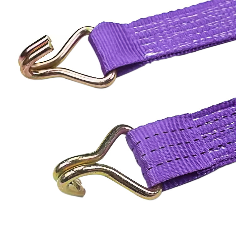 38mm 3t Pemegang Getah Jari Ungu Tali Ratchet dengan Cangkuk Dawai