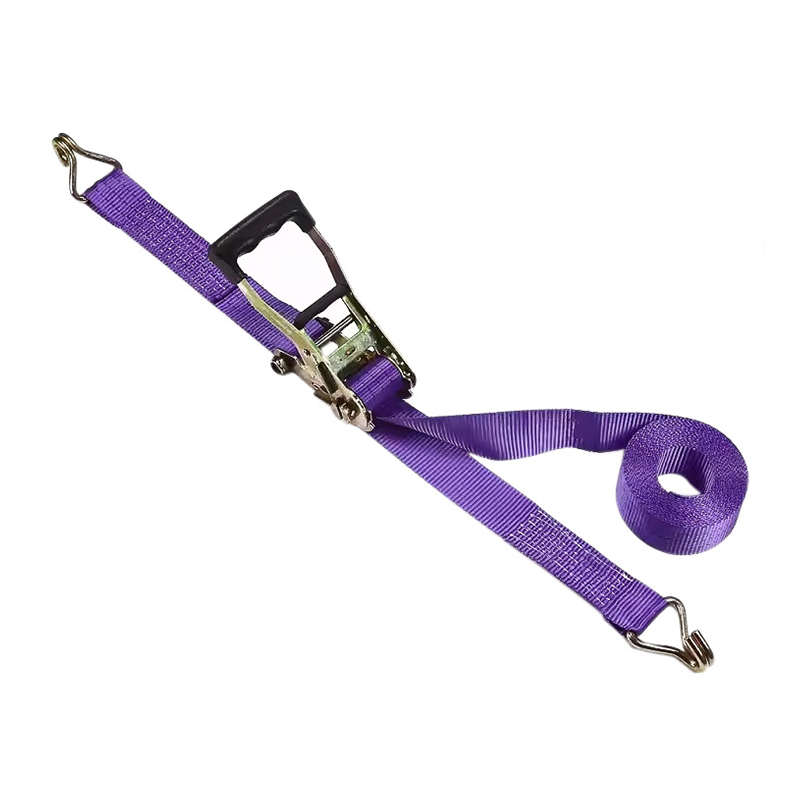 38mm 3t Pemegang Getah Jari Ungu Tali Ratchet dengan Cangkuk Dawai