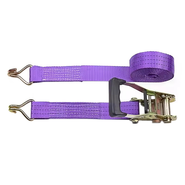 38mm 3t Pemegang Getah Jari Ungu Tali Ratchet dengan Cangkuk Dawai