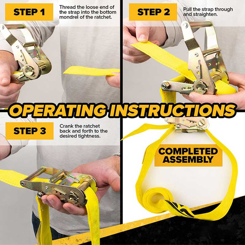 Tali Ratchet Tak Berpenghujung Force 2 X 20' Kuning Tugas Berat