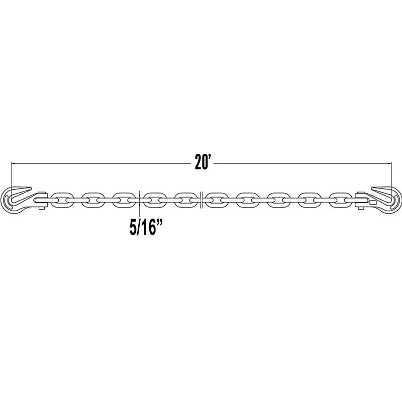 The 516 Tie Down Chain Assembly W Clevis Grab Hooks - Gred 80